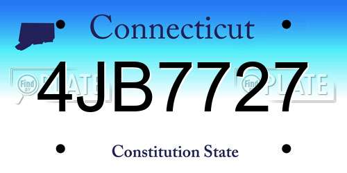 4JB7727 Connecticut License Plate