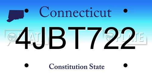 4JBT722 Connecticut License Plate