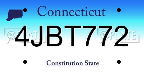 4JBT772 Connecticut License Plate