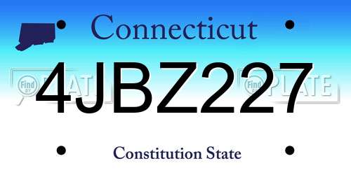 4JBZ227 Connecticut License Plate