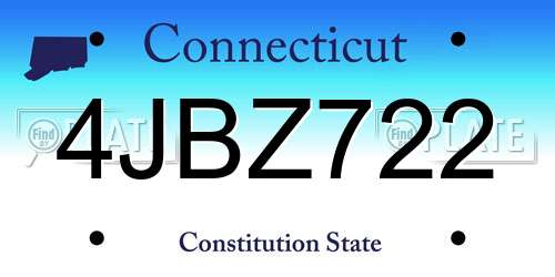 4JBZ722 Connecticut License Plate