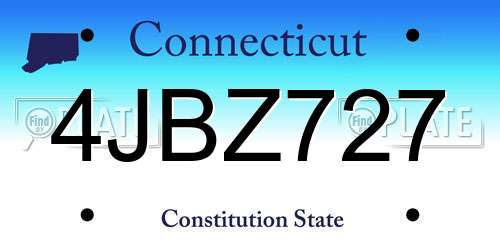4JBZ727 Connecticut License Plate