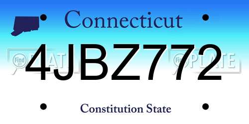 4JBZ772 Connecticut License Plate