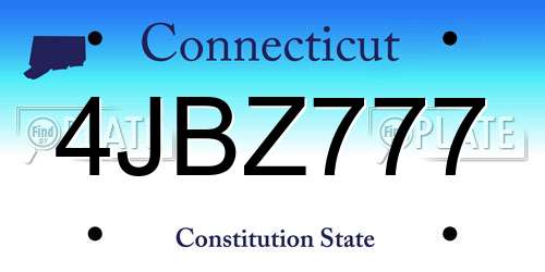 4JBZ777 Connecticut License Plate