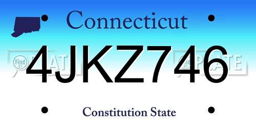 4JKZ746 Connecticut License Plate
