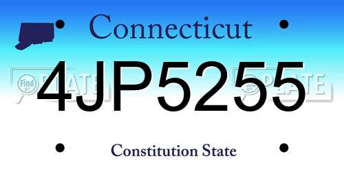 4JP5255 Connecticut License Plate