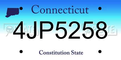 4JP5258 Connecticut License Plate