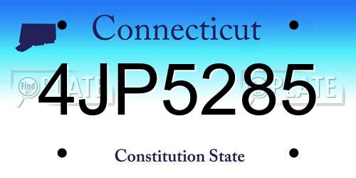 4JP5285 Connecticut License Plate