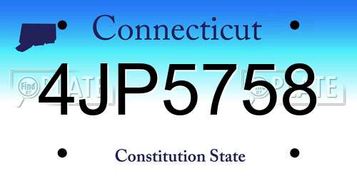 4JP5758 Connecticut License Plate