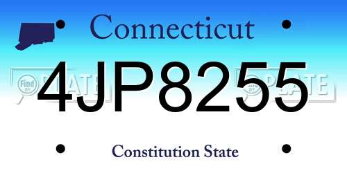 4JP8255 Connecticut License Plate