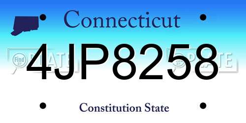 4JP8258 Connecticut License Plate