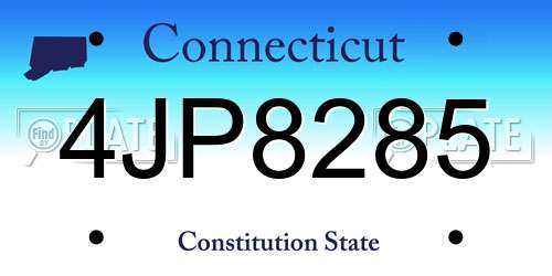 4JP8285 Connecticut License Plate