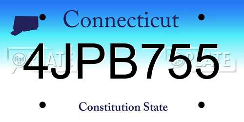 4JPB755 Connecticut License Plate