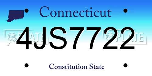 4JS7722 Connecticut License Plate