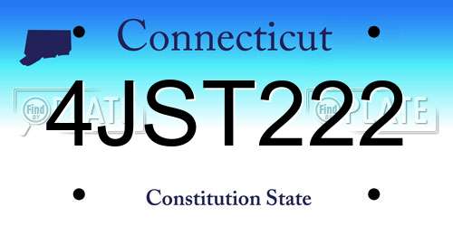 4JST222 Connecticut License Plate