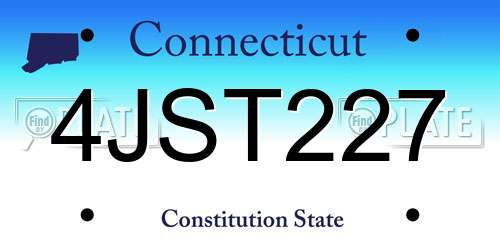4JST227 Connecticut License Plate