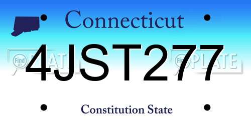 4JST277 Connecticut License Plate