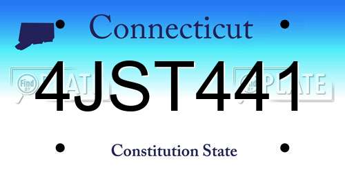 4JST441 Connecticut License Plate