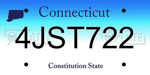 4JST722 Connecticut License Plate