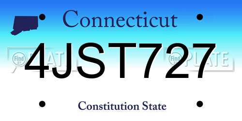 4JST727 Connecticut License Plate