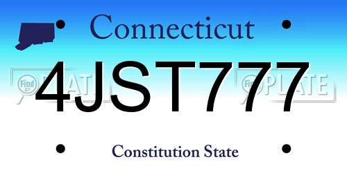 4JST777 Connecticut License Plate
