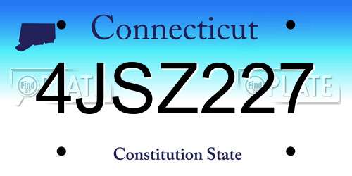 4JSZ227 Connecticut License Plate
