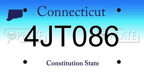 4JT086 Connecticut License Plate