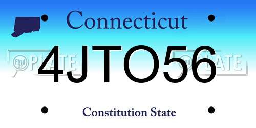4JTO56 Connecticut License Plate