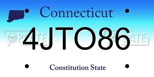 4JTO86 Connecticut License Plate