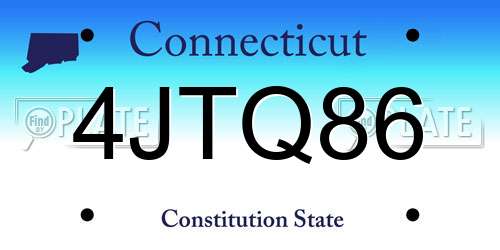 4JTQ86 Connecticut License Plate