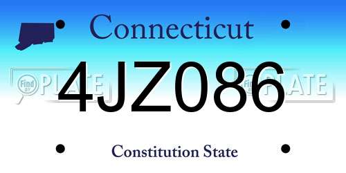 4JZ086 Connecticut License Plate