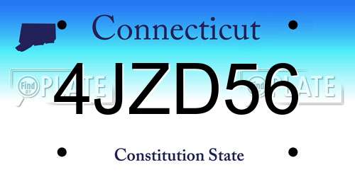 4JZD56 Connecticut License Plate