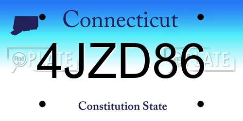 4JZD86 Connecticut License Plate