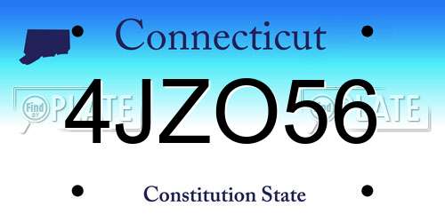 4JZO56 Connecticut License Plate