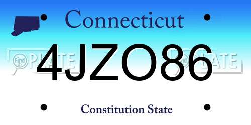4JZO86 Connecticut License Plate