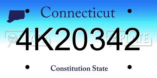 4K20342 Connecticut License Plate