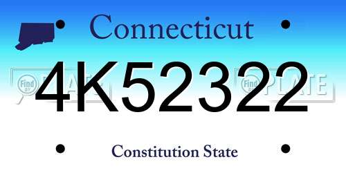 4K52322 Connecticut License Plate