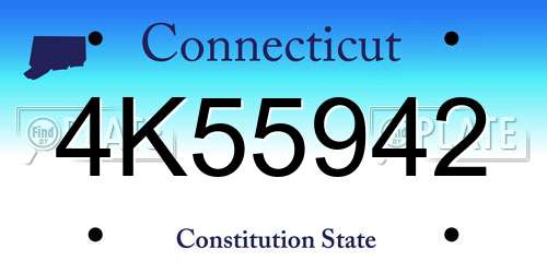 4K55942 Connecticut License Plate