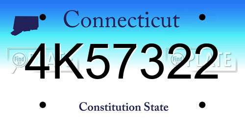 4K57322 Connecticut License Plate