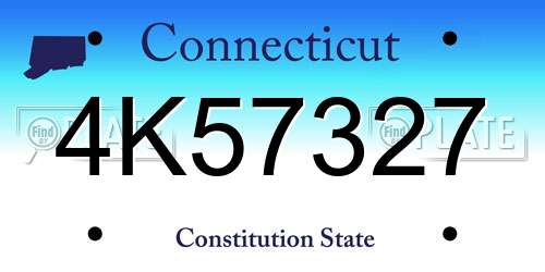 4K57327 Connecticut License Plate