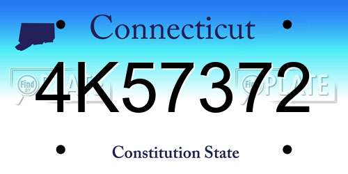 4K57372 Connecticut License Plate