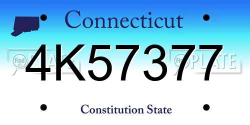 4K57377 Connecticut License Plate
