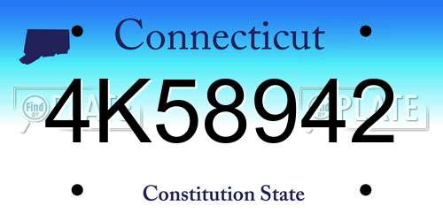 4K58942 Connecticut License Plate