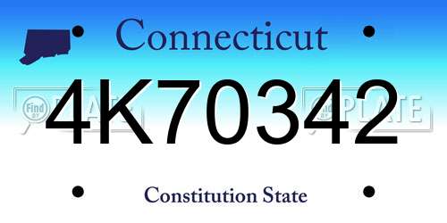 4K70342 Connecticut License Plate