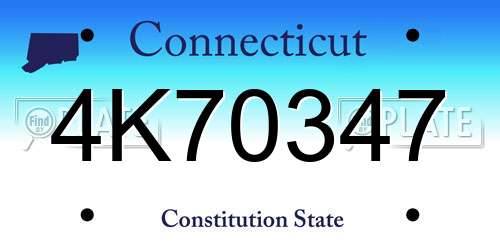 4K70347 Connecticut License Plate
