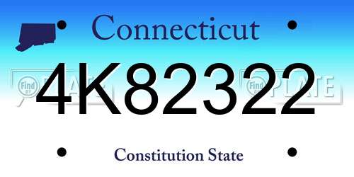 4K82322 Connecticut License Plate