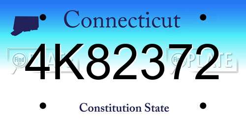 4K82372 Connecticut License Plate