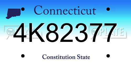 4K82377 Connecticut License Plate