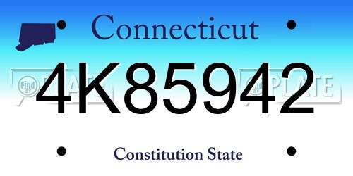 4K85942 Connecticut License Plate