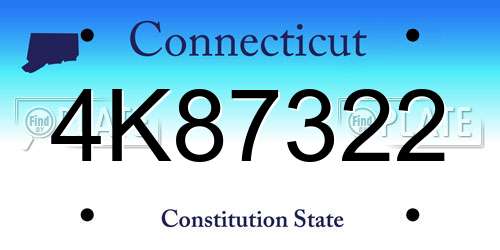 4K87322 Connecticut License Plate